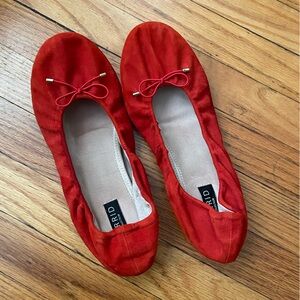 Red/OrangeBallet Flats with Bow Detail, perfect for fall